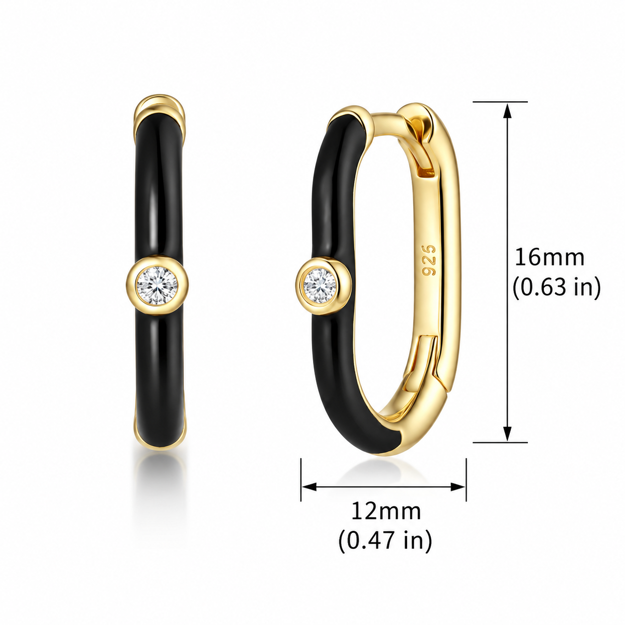 Rainbow Enamel Huggie Earrings – 925 Sterling Silver Lab Grown Diamond