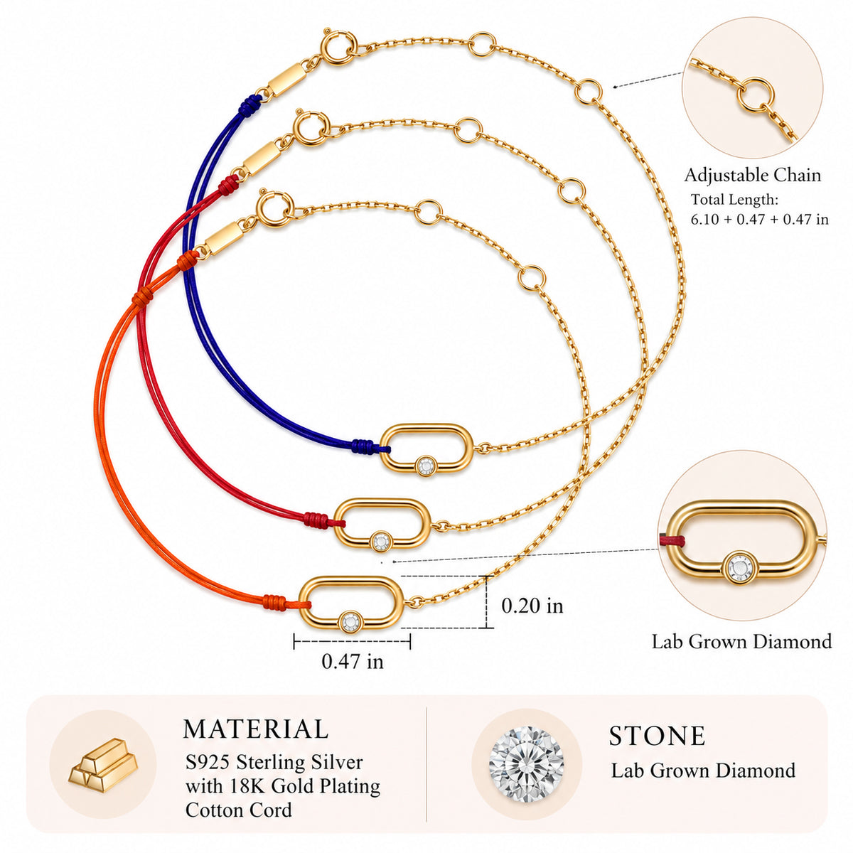 Geometric Link Lab Grown Diamond Bracelet
