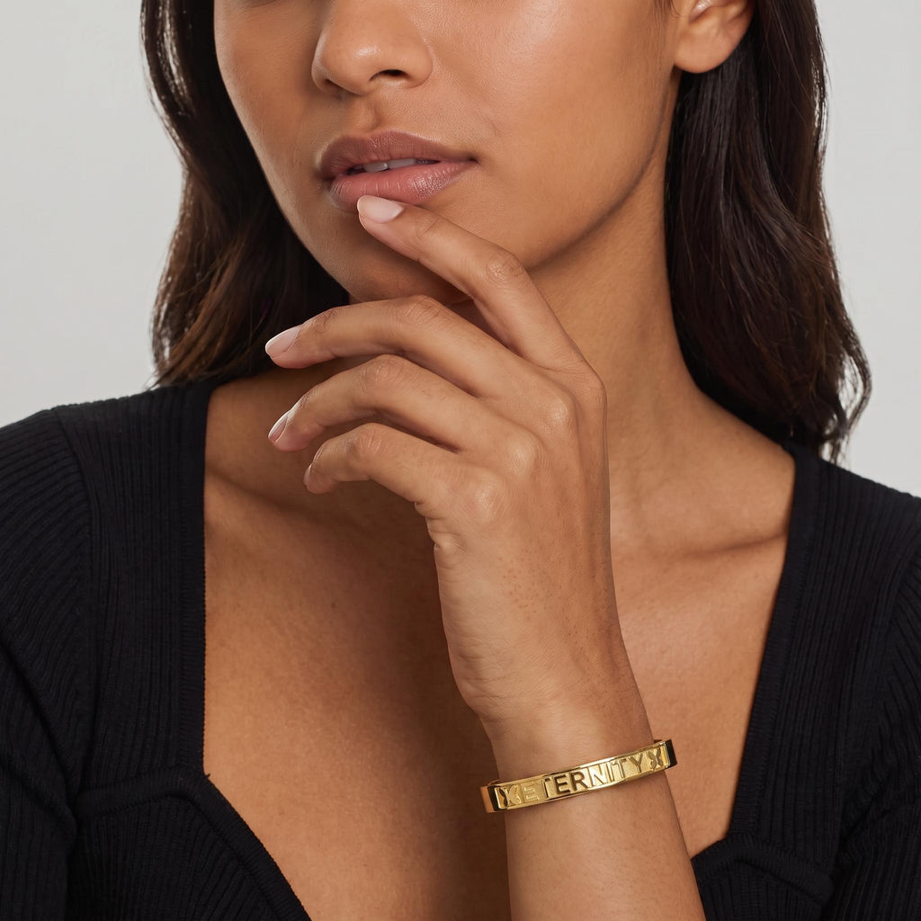 Personalized Modular Name Cuff Bracelet - S925 Sterling Silver
