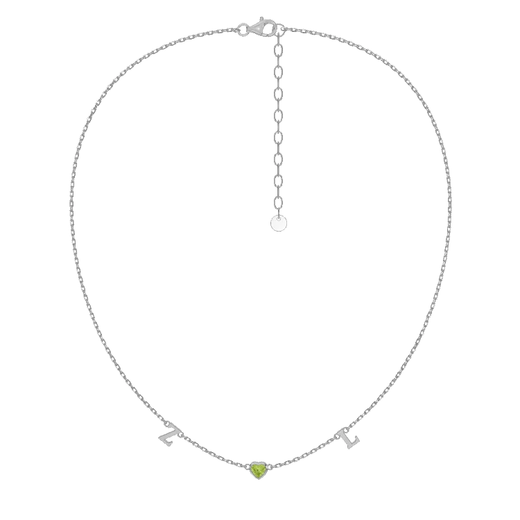 Collier Cœur Pierre de Naissance Personnalisé | Bijoux Initiale Personnalisable SN022BR