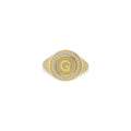 Personalized Initial Signet Ring | 18K Gold Plated Monogram Ring with Custom Letter Engraving
