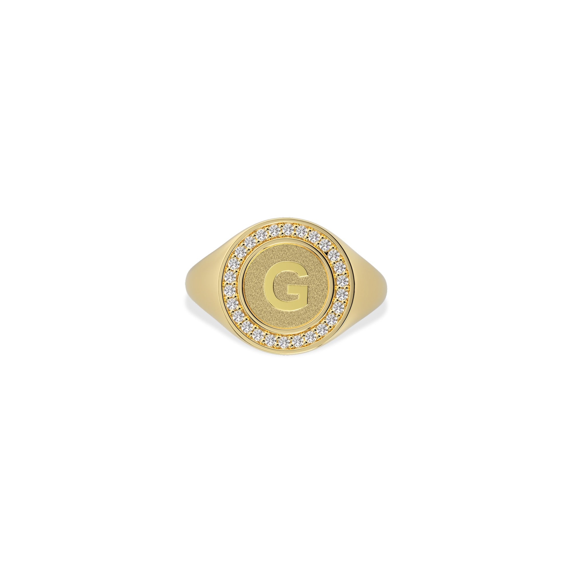 Personalized Initial Signet Ring | 18K Gold Plated Monogram Ring with Custom Letter Engraving