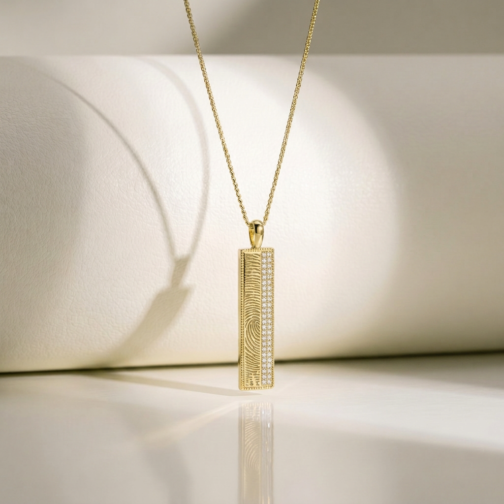 Personalized Fingerprint Bar Necklace