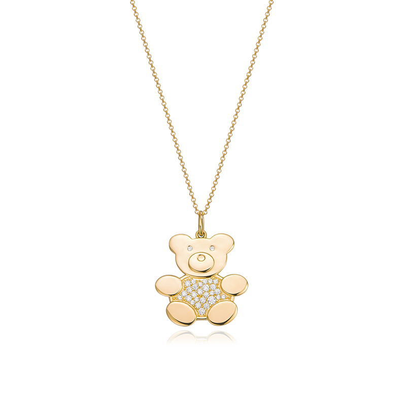 Personalized Teddy Bear Family Necklace – Custom Engraved Name Charm Pendant, Baby Footprint Jewelry, Mother and Children Gift