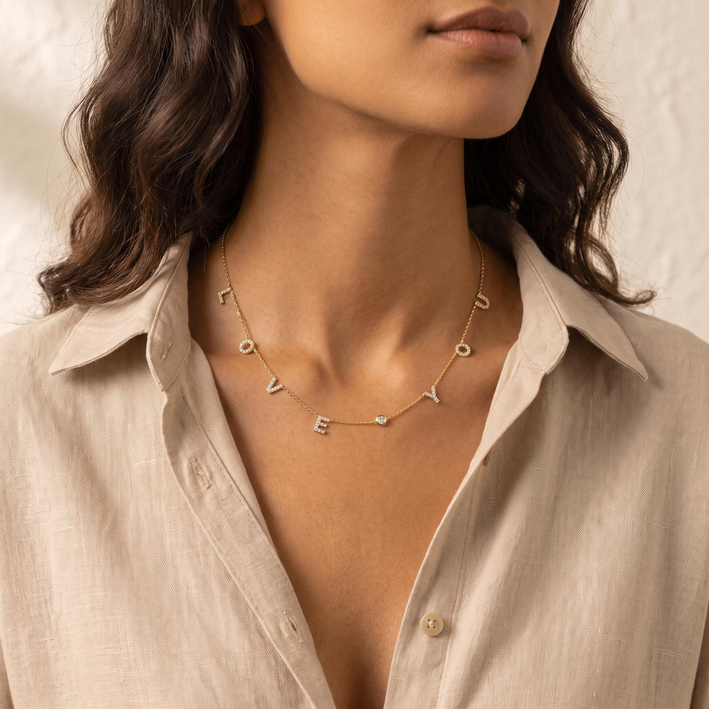 Personalized Word Necklace with Sparkle Letters