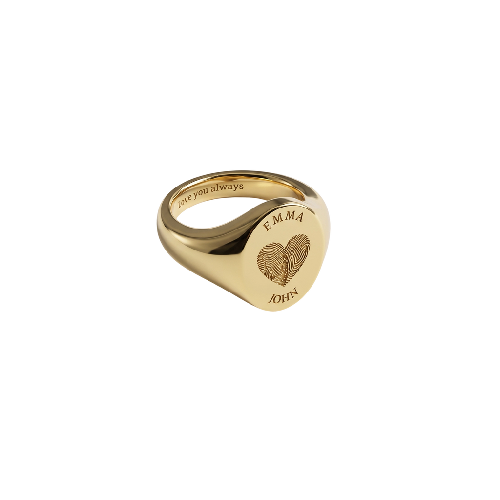 Personalized Fingerprint Heart Signet Ring-925 Sterling Silver