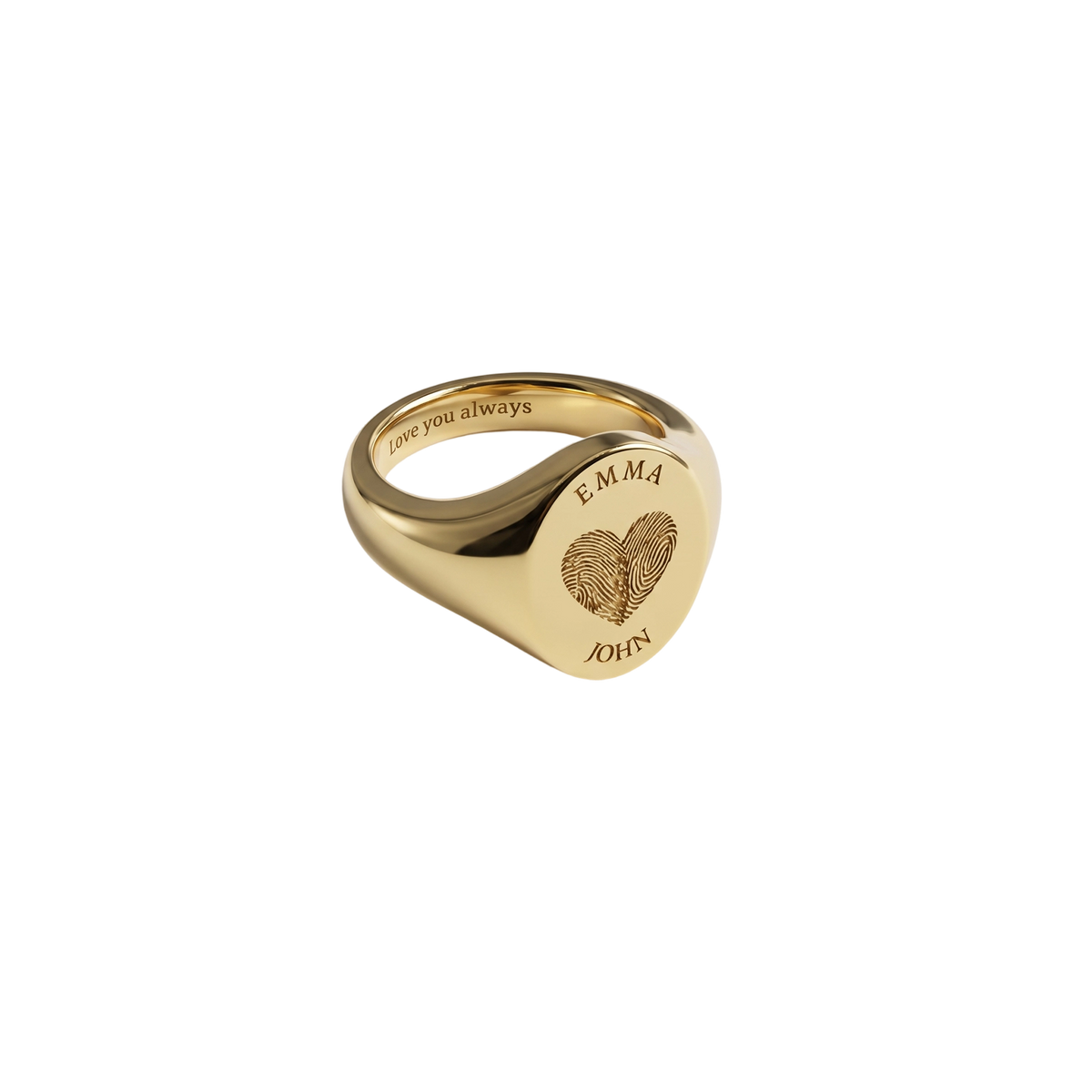 Personalized Fingerprint Heart Signet Ring-925 Sterling Silver