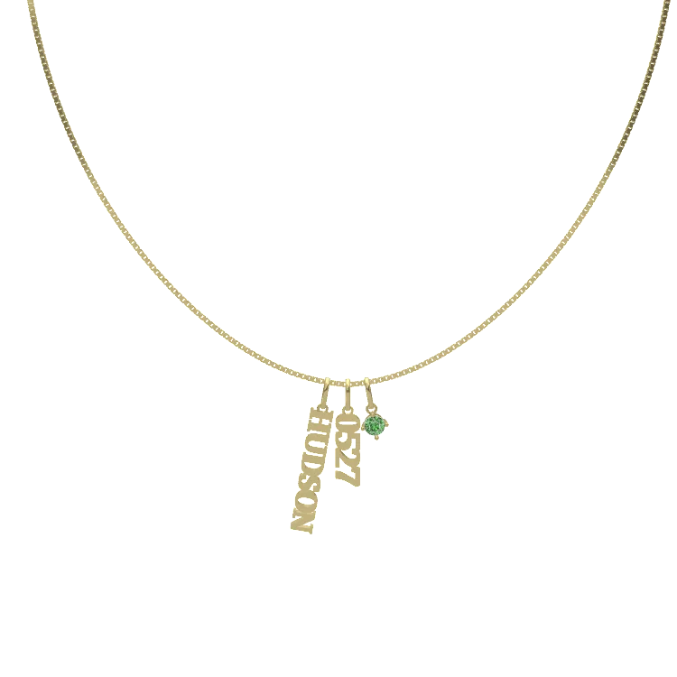 Personalized Name and Birthstone Necklace | Custom Charm Jewelry SN023BR