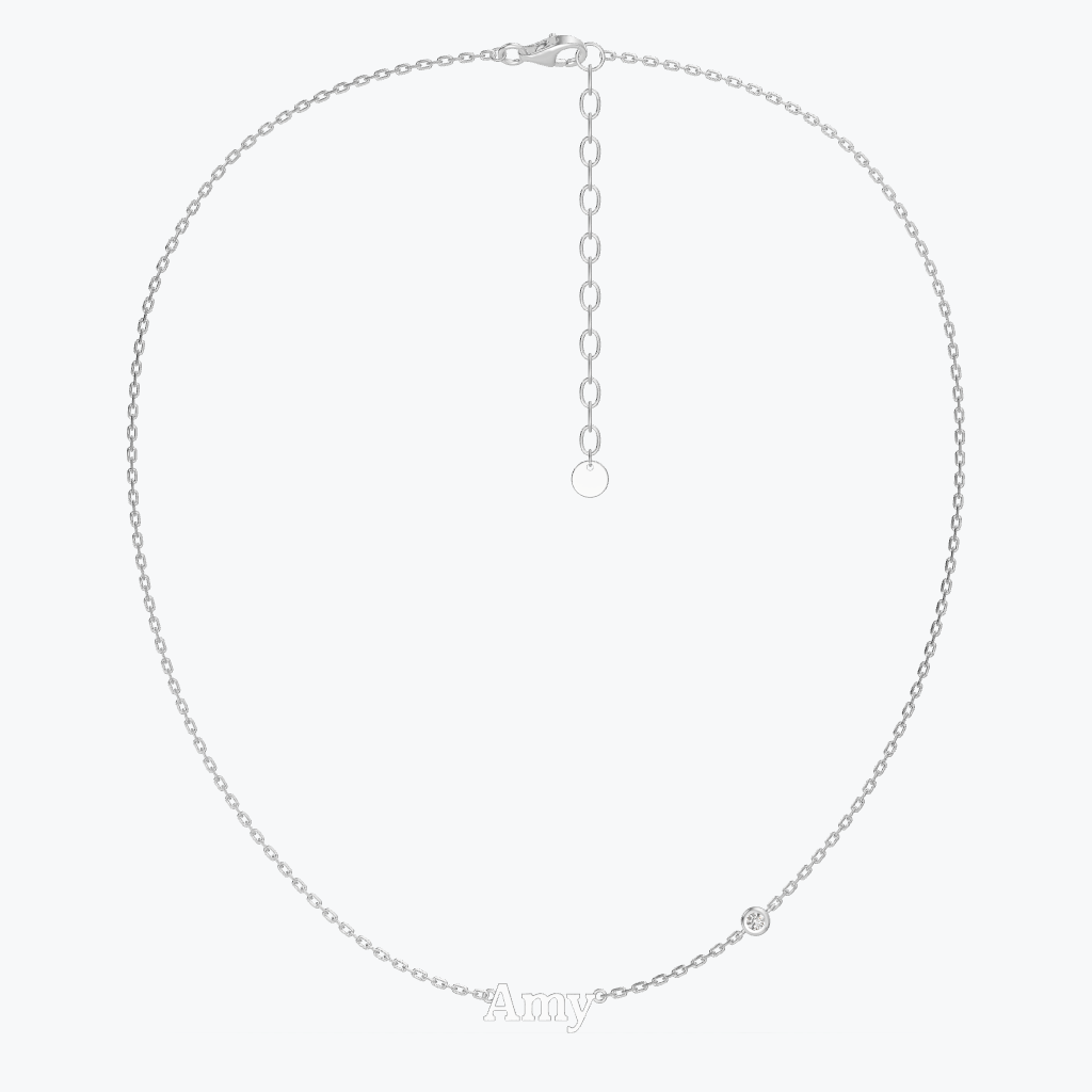 Personalized Name Necklace with Bezel Stone Accents