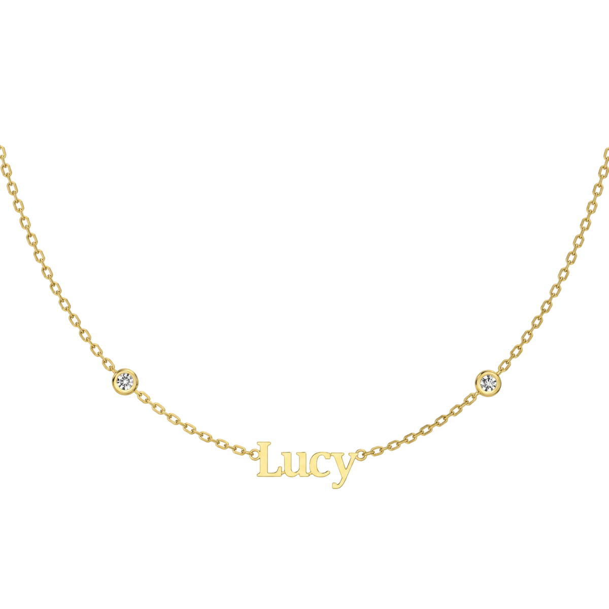 Personalized Name Necklace with Bezel Stone Accents