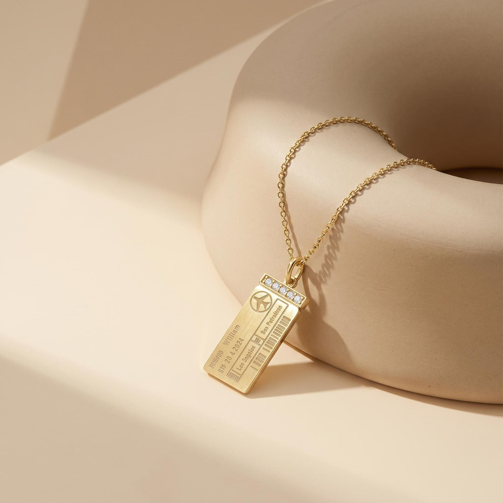 Collier billet d'embarquement personnalisé – Pendentif de voyage personnalisé avec photo et gravure