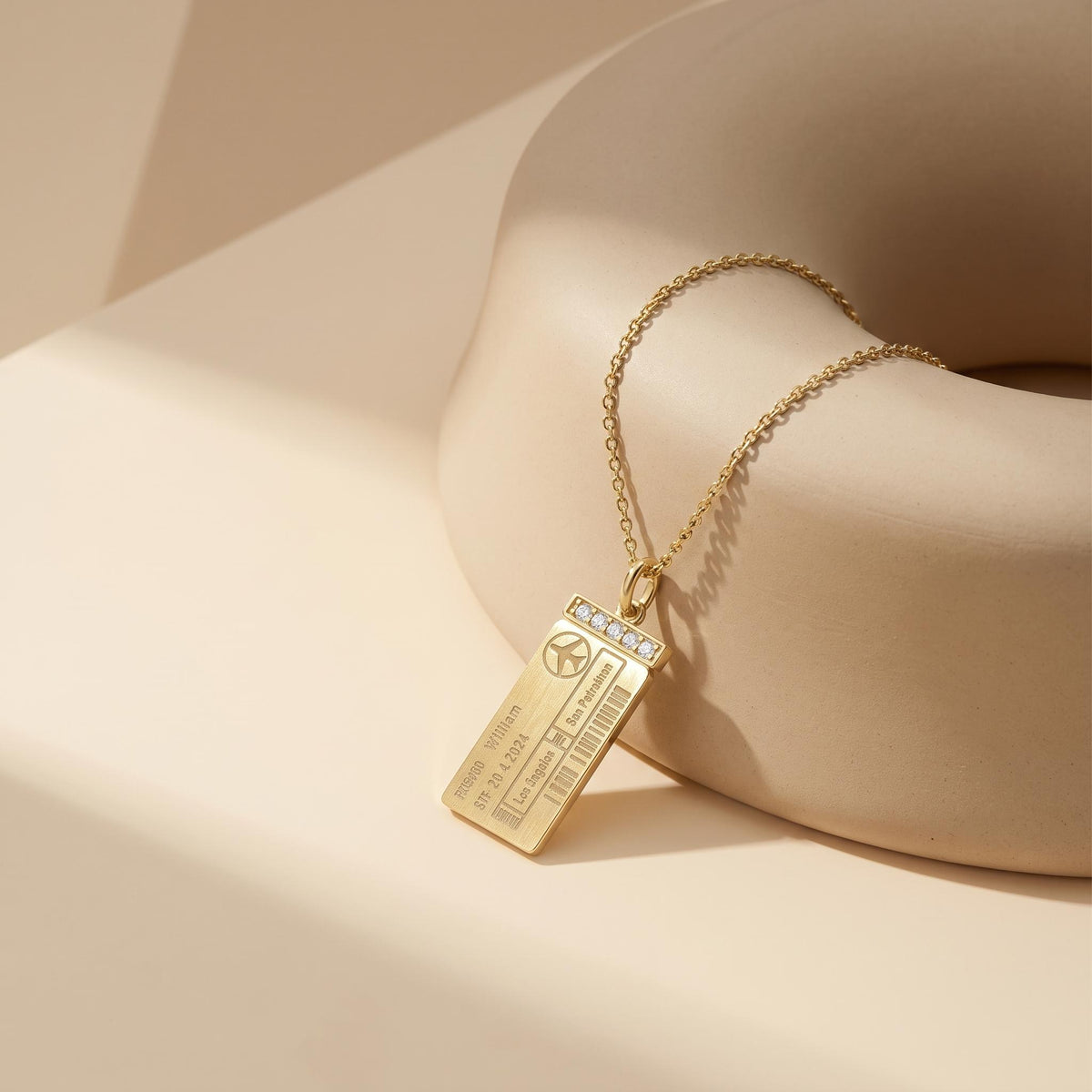 Personalized Travel Ticket Necklace - S925 Sterling Silver