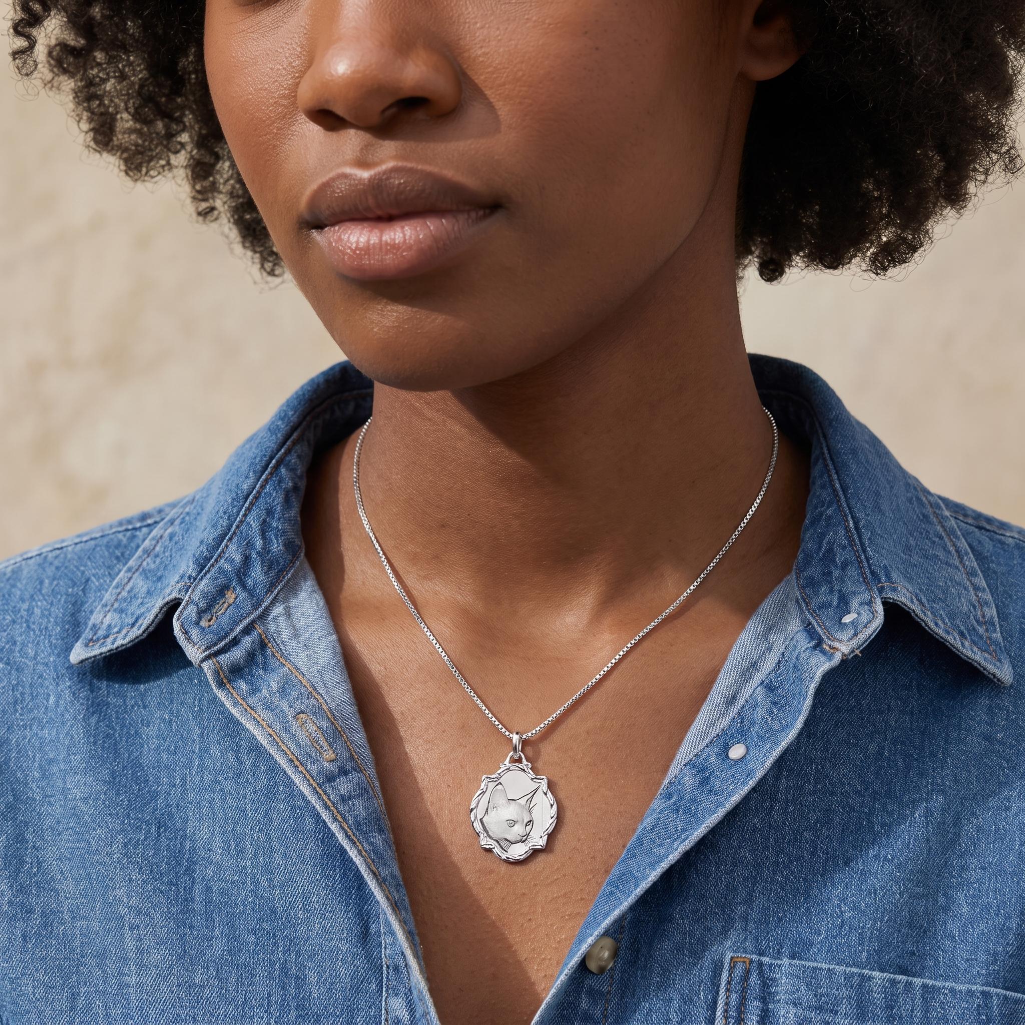 Pet Photo Relief Necklace-925 Sterling Silver