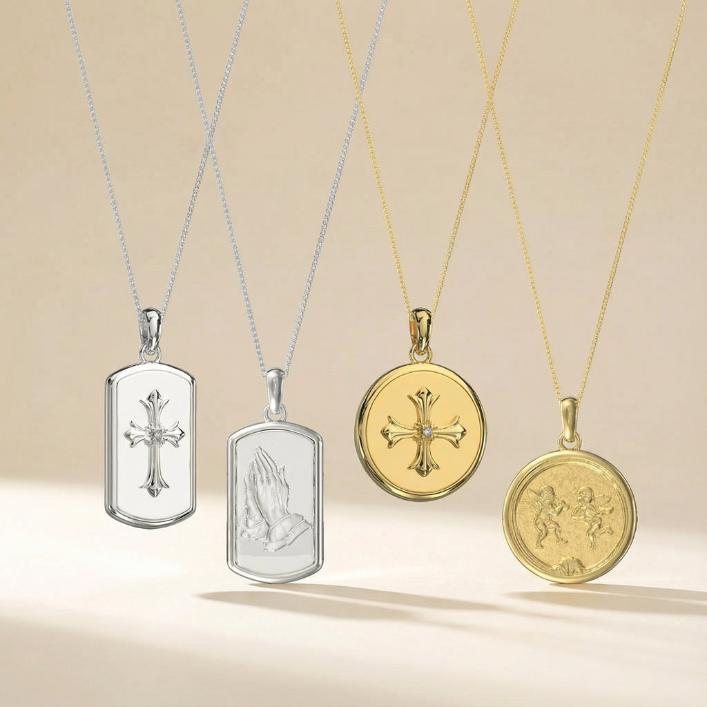 Sancta Icon Necklace | Custom Relief Necklace Faith Pendant | Engraved Medallion Spiritual Jewelry SN017C
