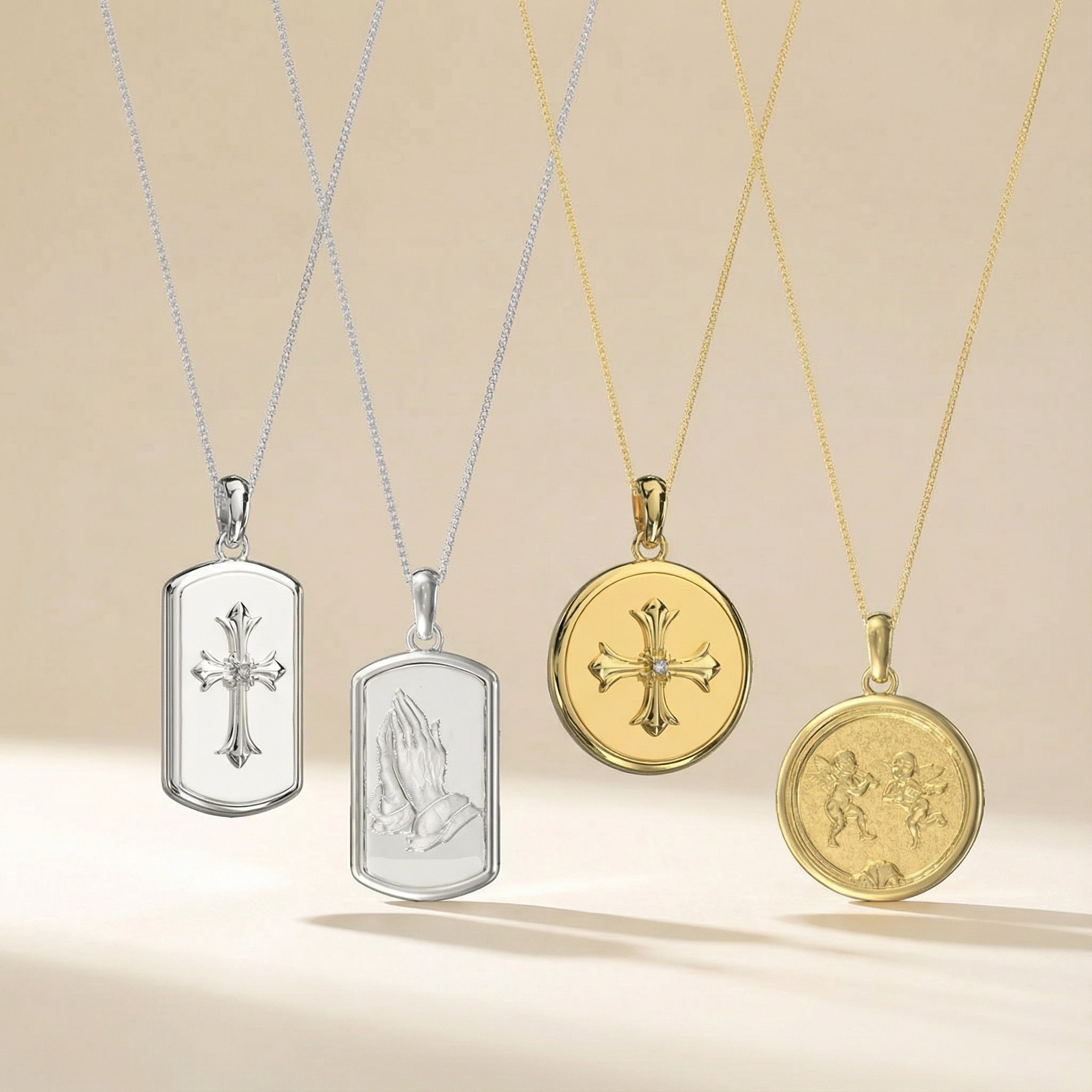Sancta Icon Necklace | Custom Relief Necklace Faith Pendant | Engraved Medallion Spiritual Jewelry SN017C
