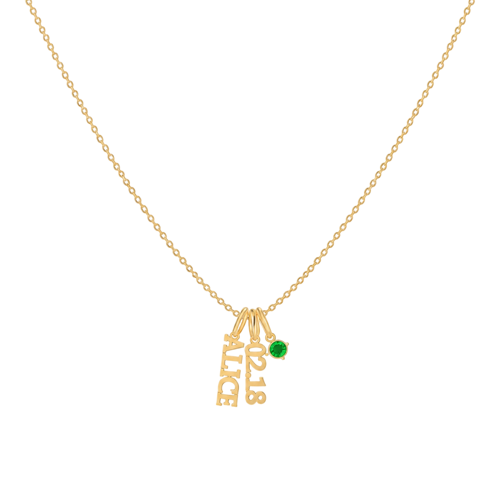 Collier prénom et pierre de naissance personnalisés | Bijoux breloques personnalisés SN023BR
