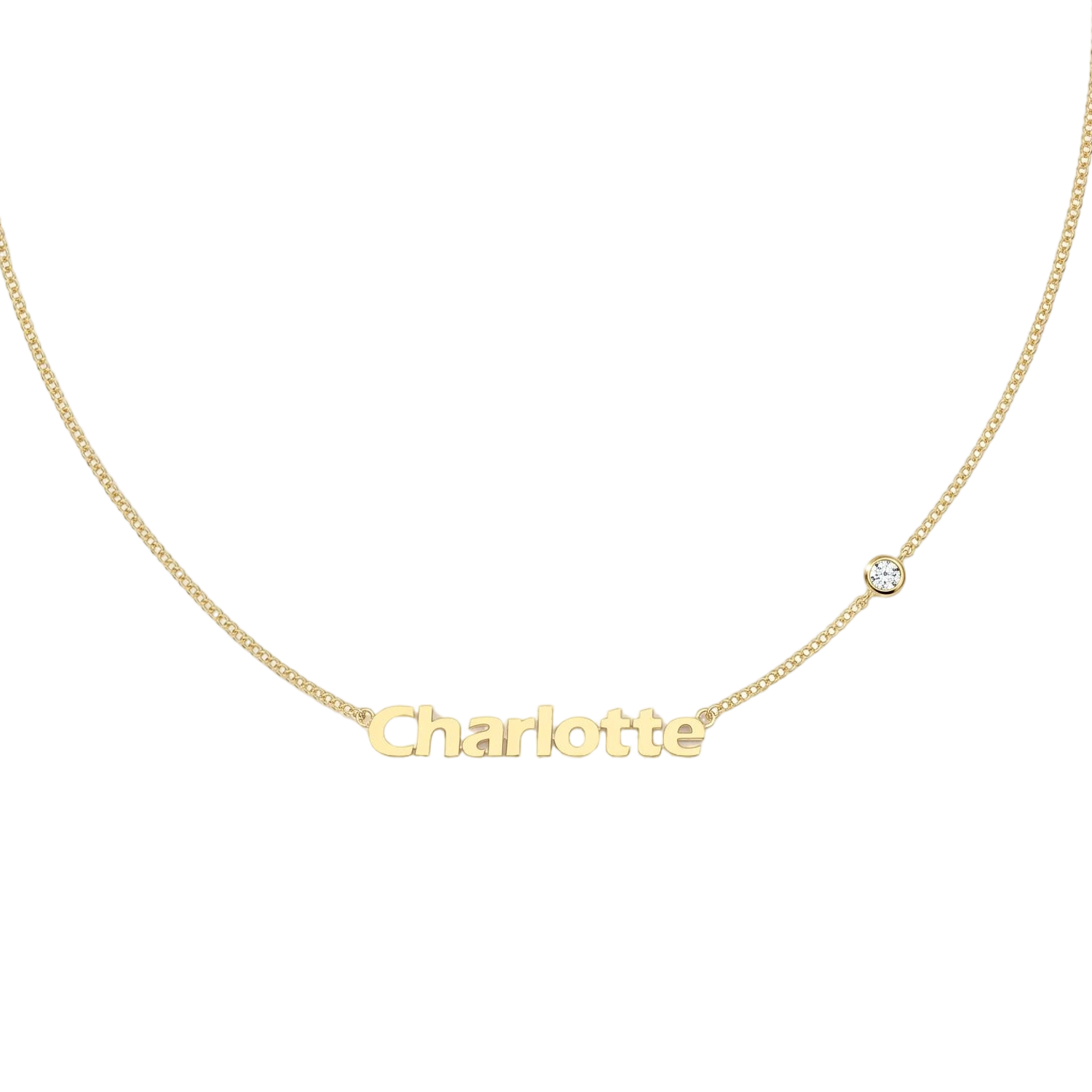 Personalized Name Necklace with Bezel Stone Accents