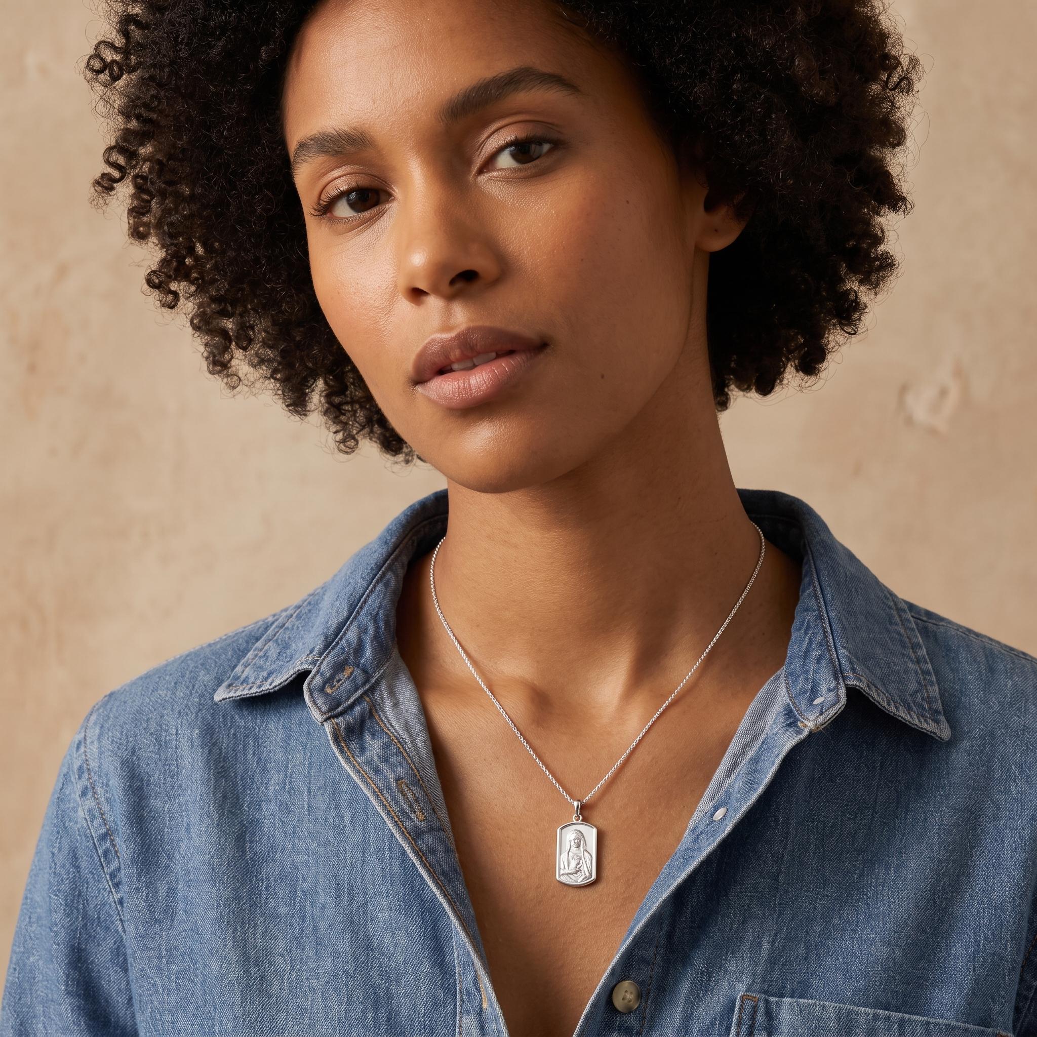Personalized Relief Faith Pendant Necklace - S925 Sterling Silver