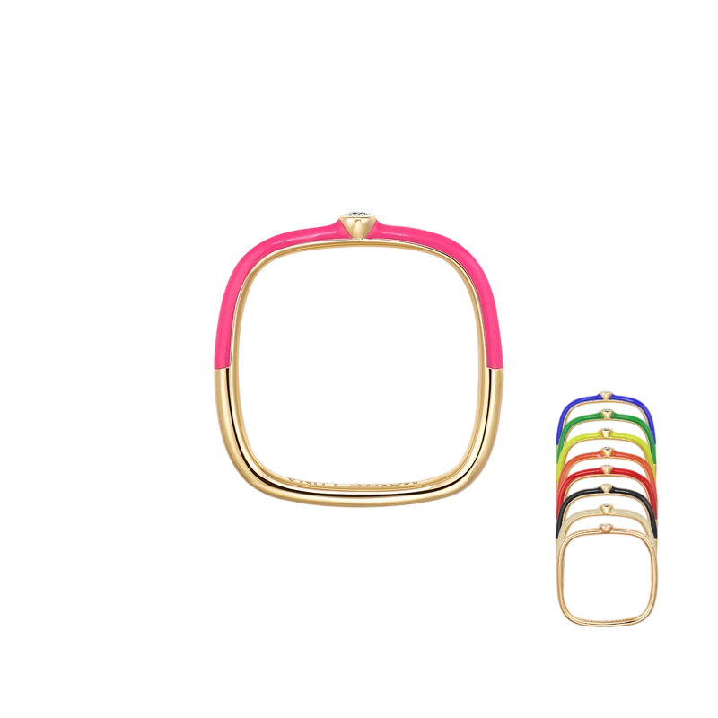 Limitless Color Enamel Ring-925 Sterling Silver Ring with Lab Grown Diamond