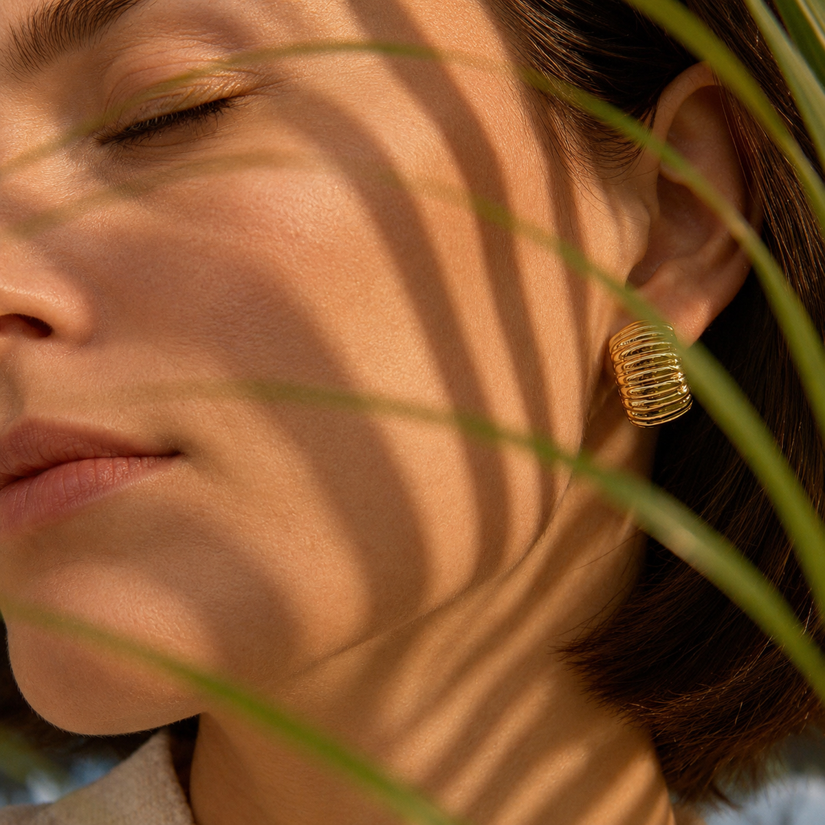Lightweight Sculptural Stud Earrings – 18K Gold Plated Sterling Silver