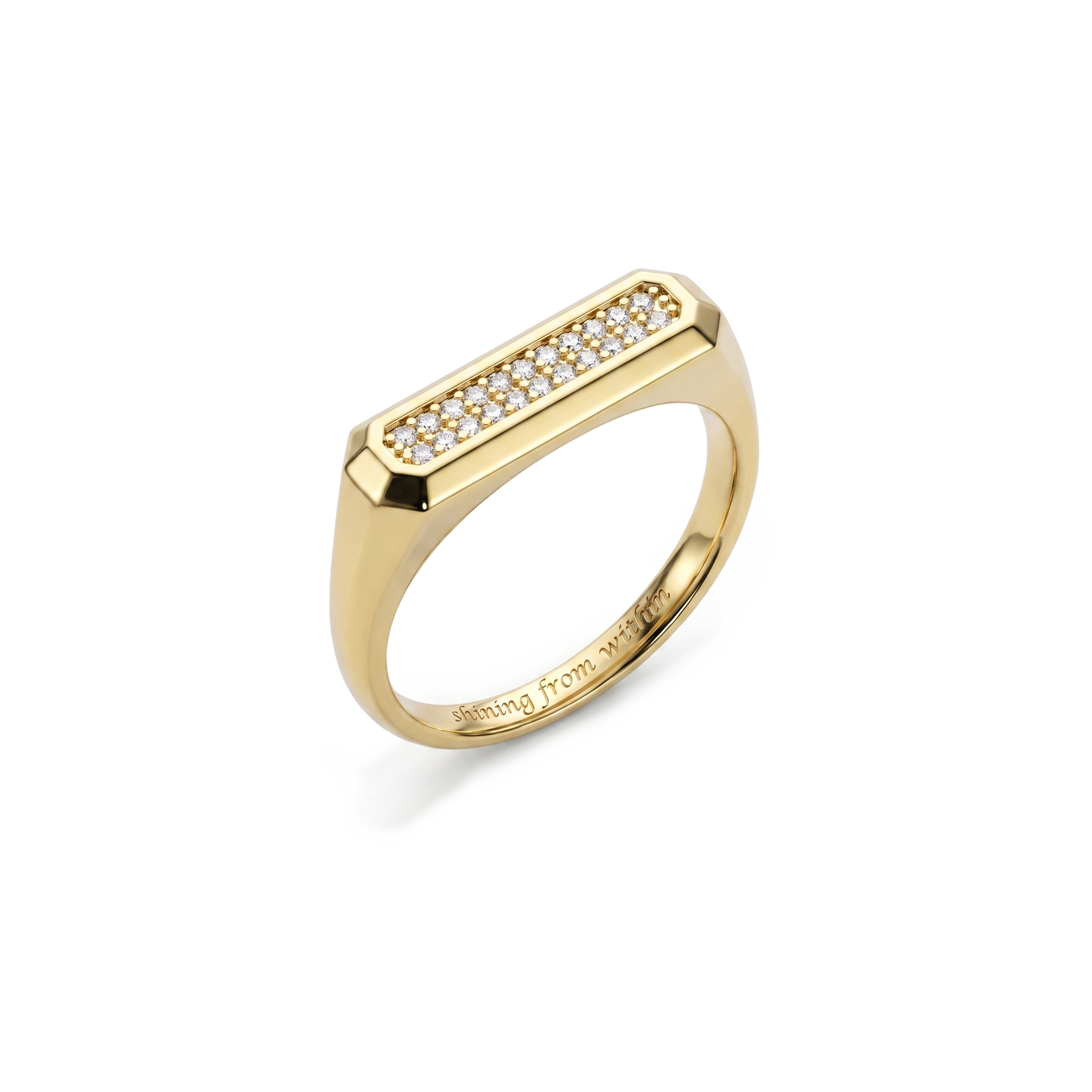Personalized Pave Signet Ring – Engraved Love Ring 18K Gold Plated SR011