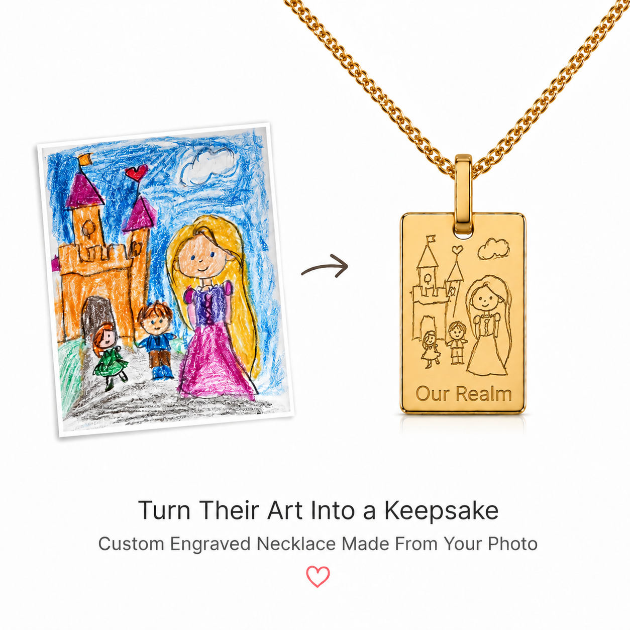 Personalized Kids Art and Photo Necklace-925 Sterling Silve