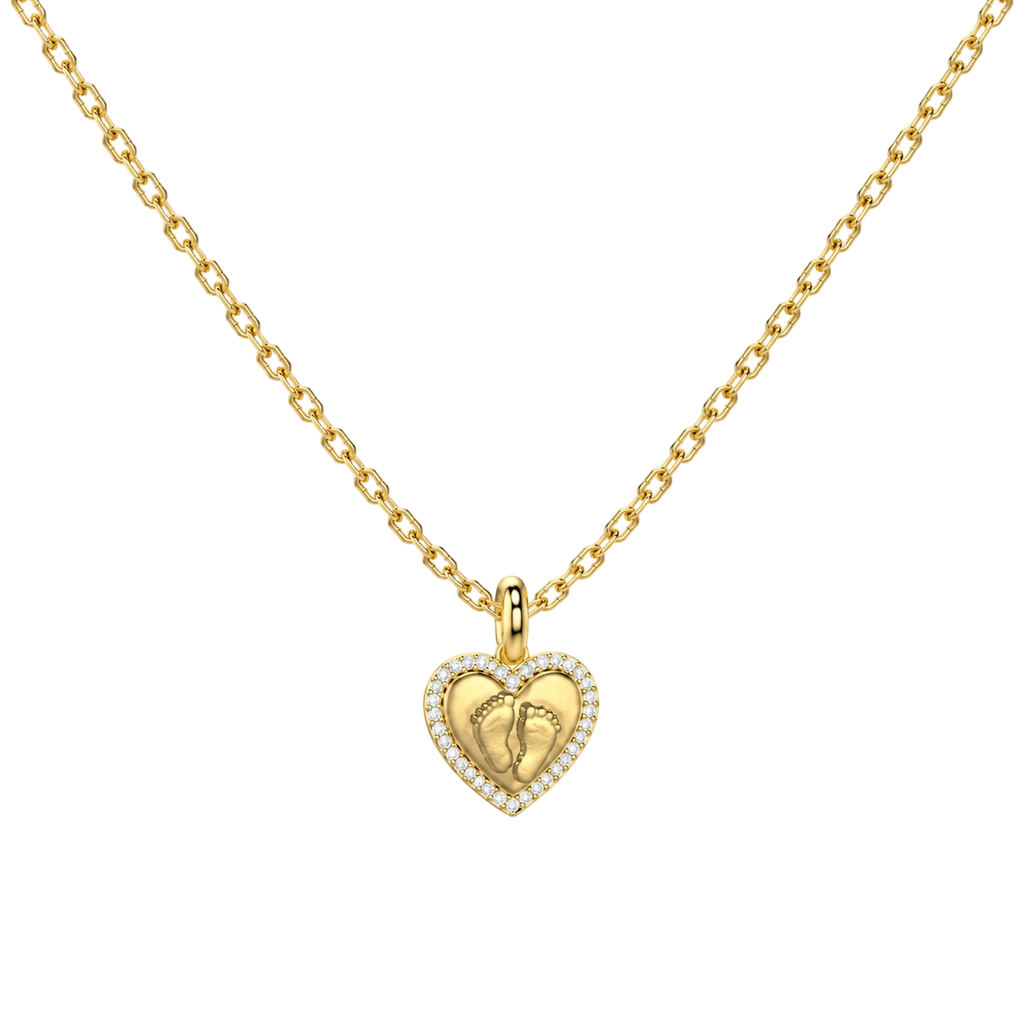 Baby Footprint Heart Necklace-925 Sterling Silver