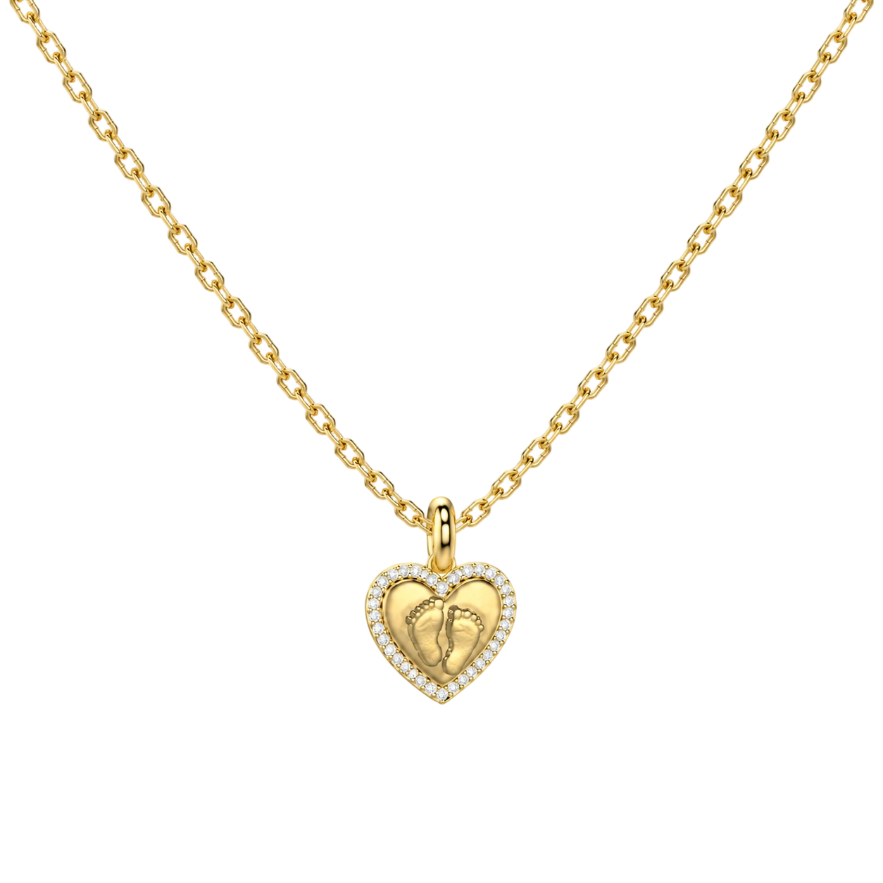 Baby Footprint Heart Necklace-925 Sterling Silver
