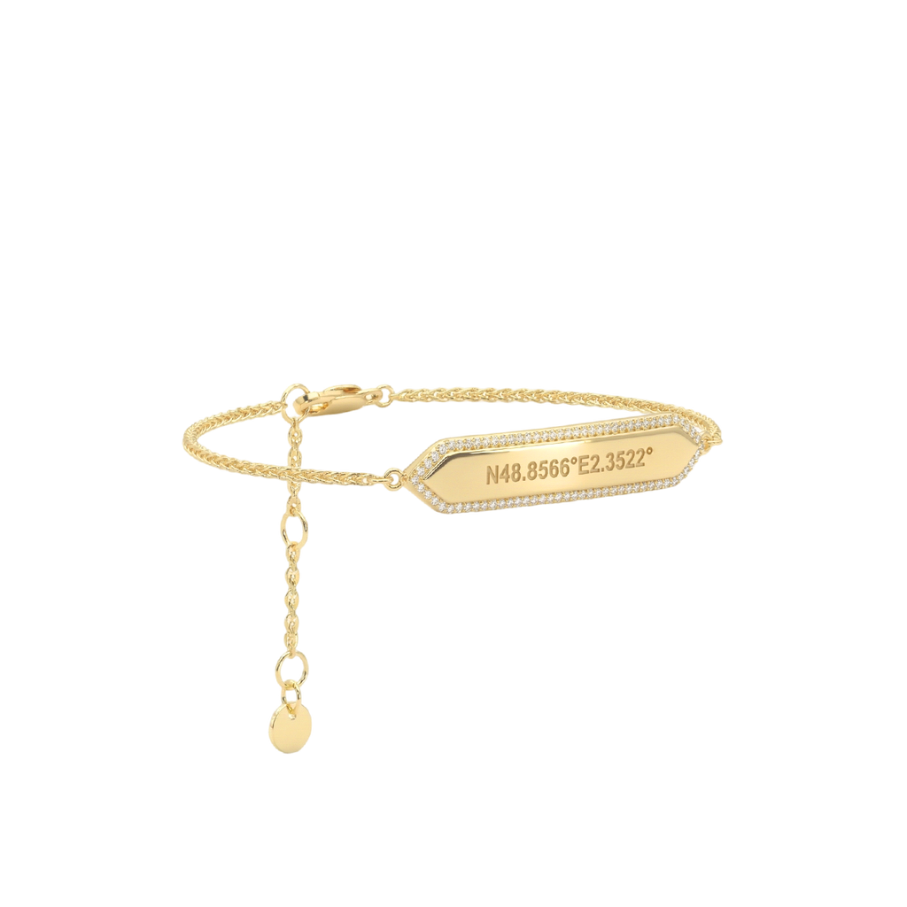 Custom ID Bar Bracelet – Engraved Swap Bar Chain Bracelet in 18K Gold Plated Silver