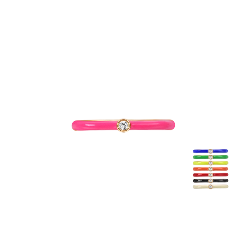 Limitless Color Enamel Ring-925 Sterling Silver Ring with Lab Grown Diamond