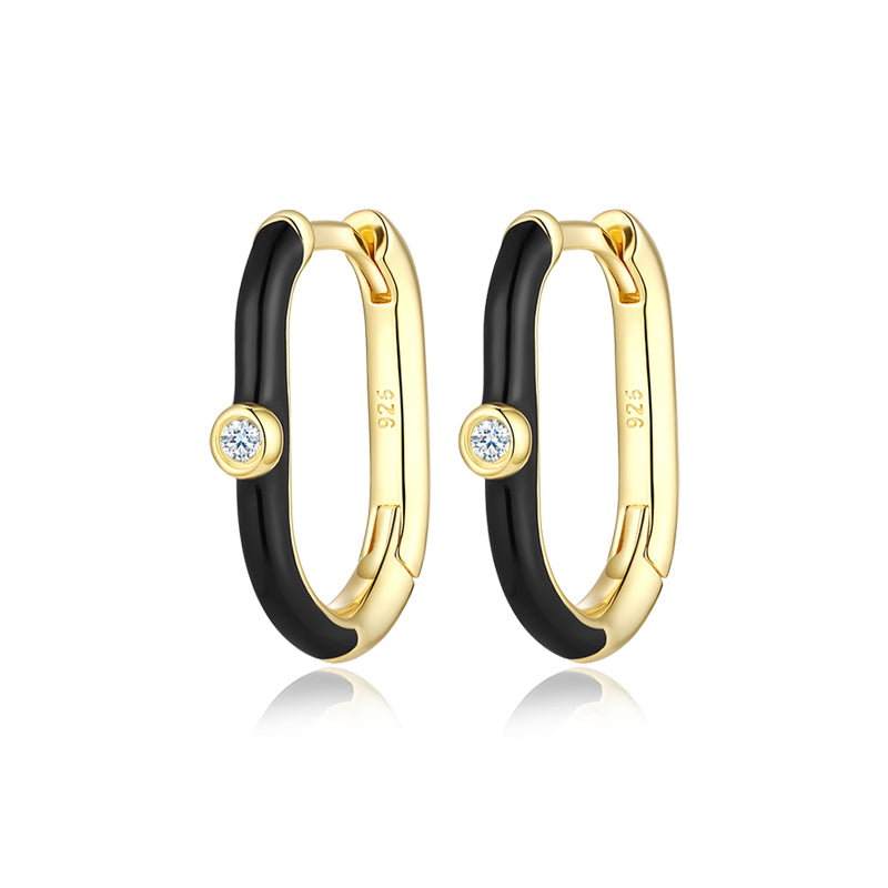 Rainbow Enamel Huggie Earrings – 925 Sterling Silver Lab Grown Diamond