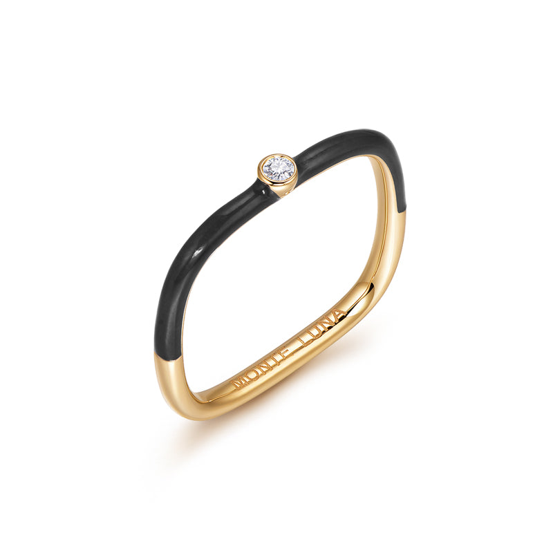 Limitless Color Enamel Ring-925 Sterling Silver Ring with Lab Grown Diamond