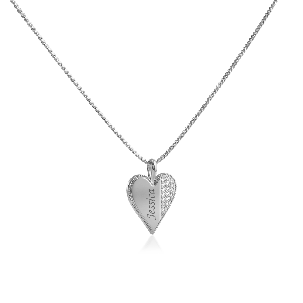 Heart Memorial Necklace – Custom Engraved Pendant, Personalized Keepsake SN045
