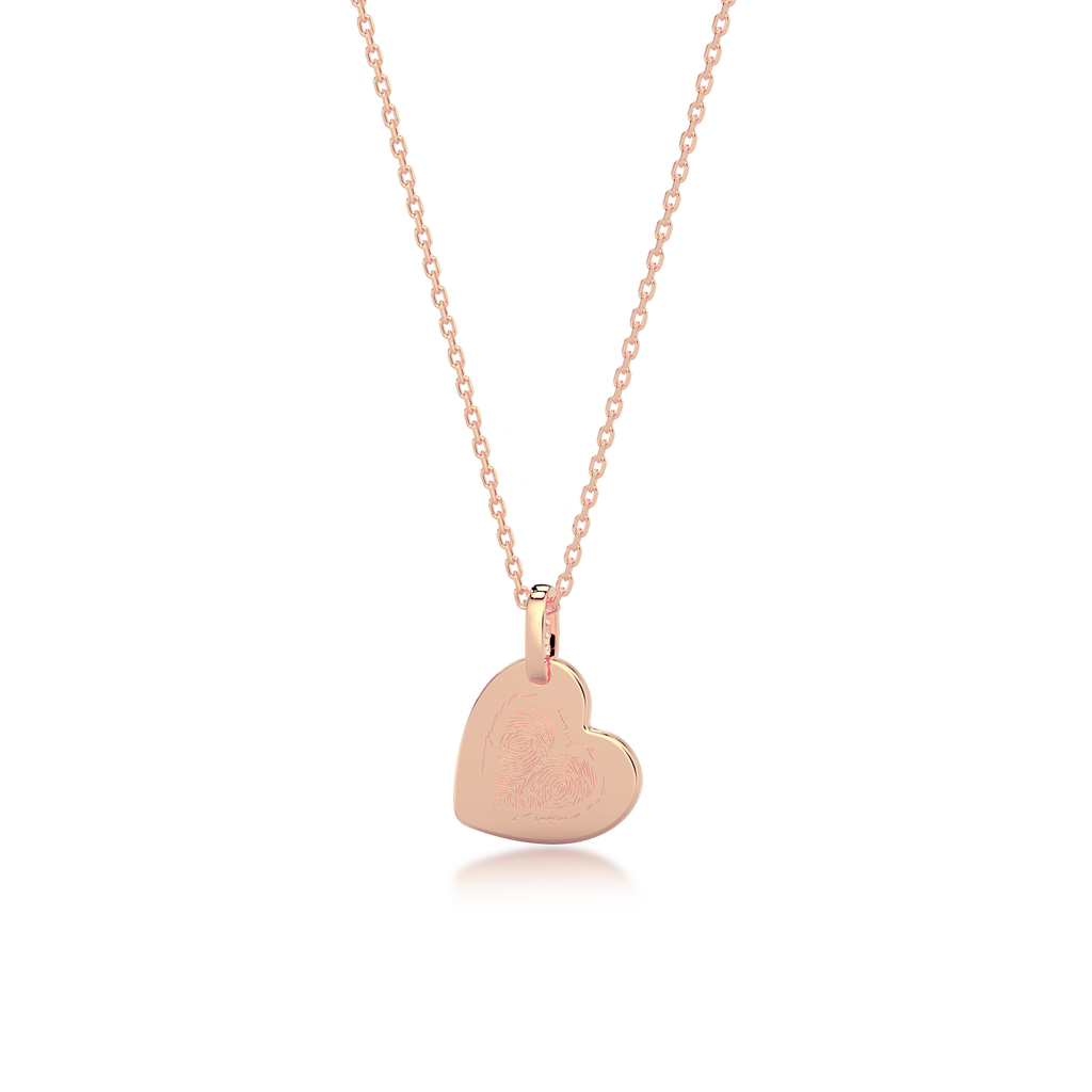 Personalized Charm Necklace – Custom Engraved Photo, Fingerprint & Message Pendant 18K Rose Gold Plated Silver SS25N001H