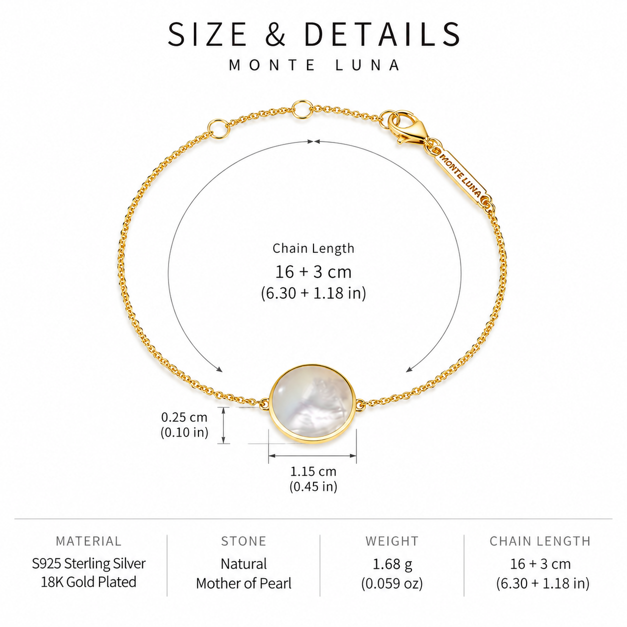 Mother of Pearl Necklace -18K Gold Plated Sterling Silver