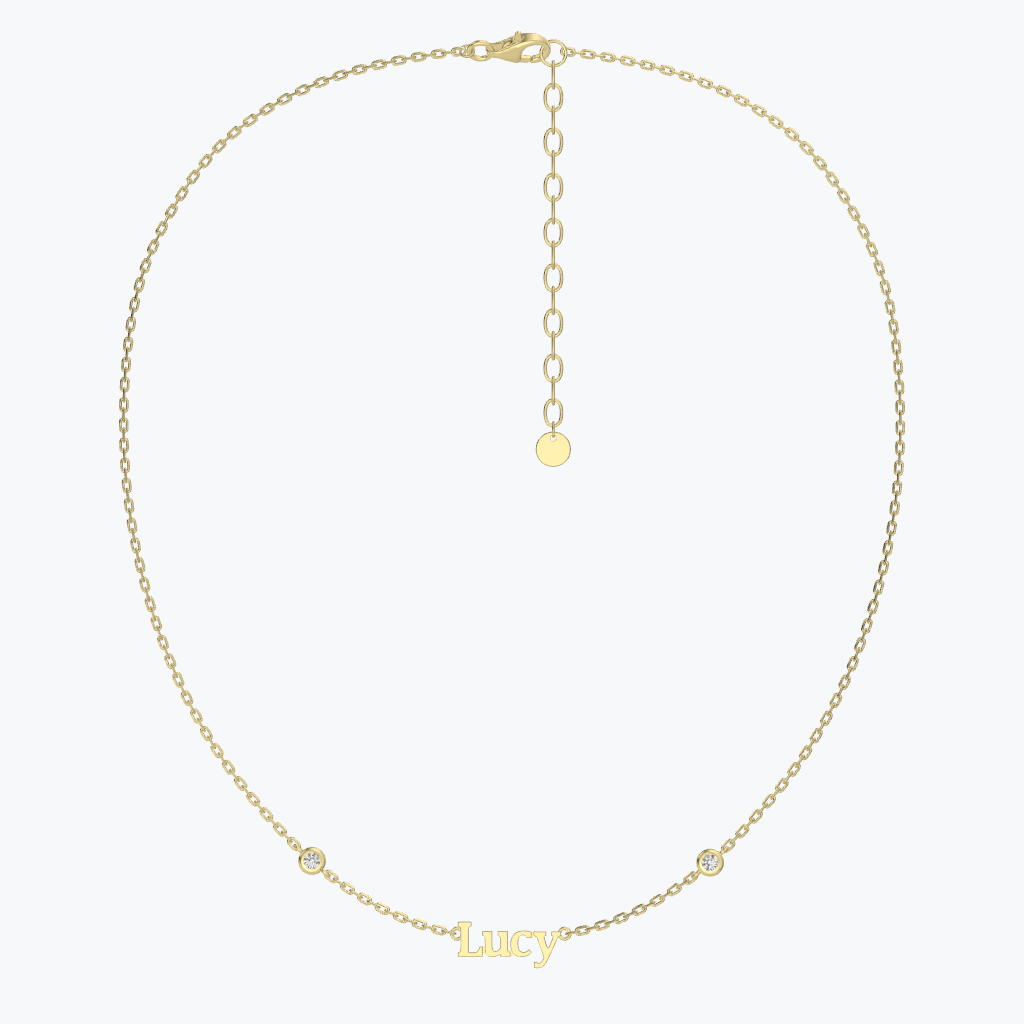 Personalized Name Necklace with Bezel Stone Accents