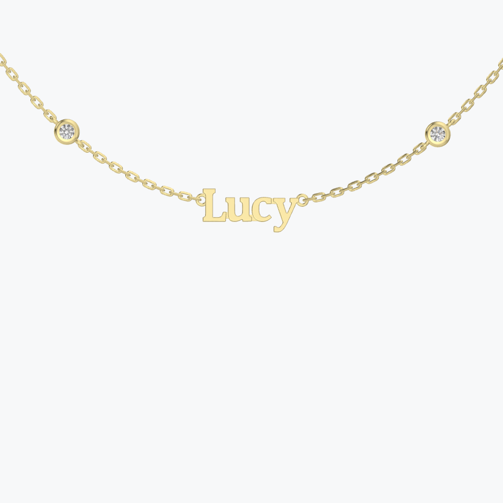 Personalized Name Necklace with Bezel Stone Accents
