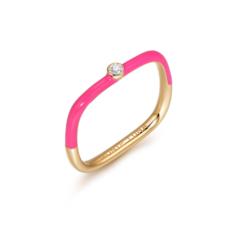 Limitless Color Enamel Ring-925 Sterling Silver Ring with Lab Grown Diamond