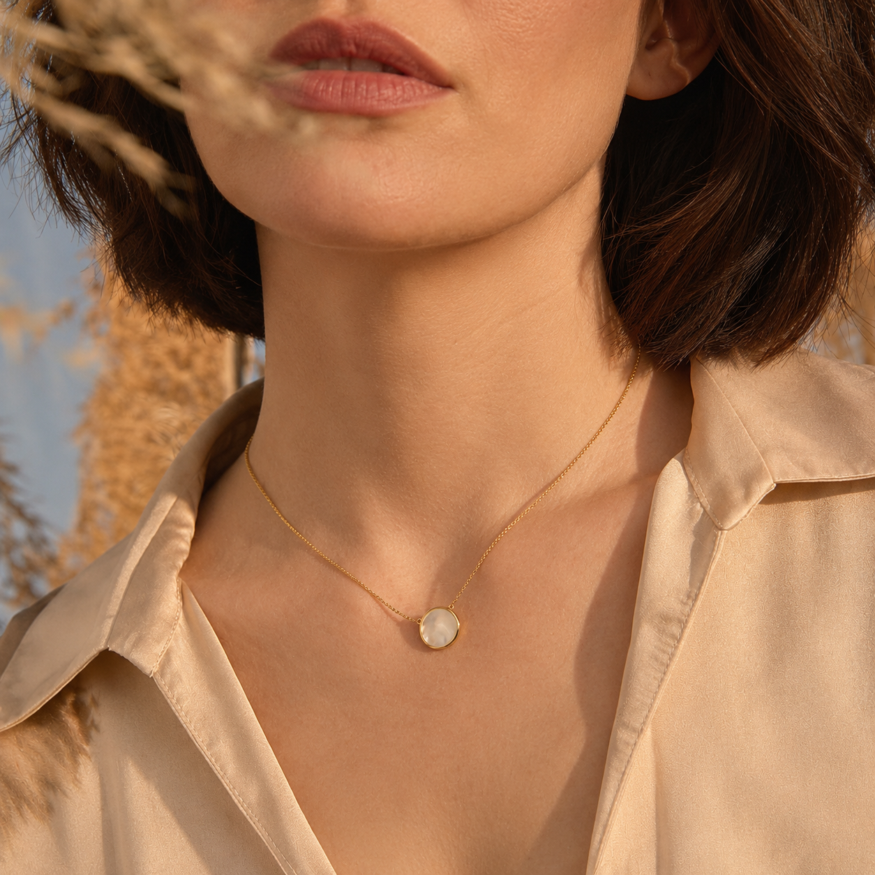 Mother of Pearl Pendant Necklace – 925 Sterling Silver