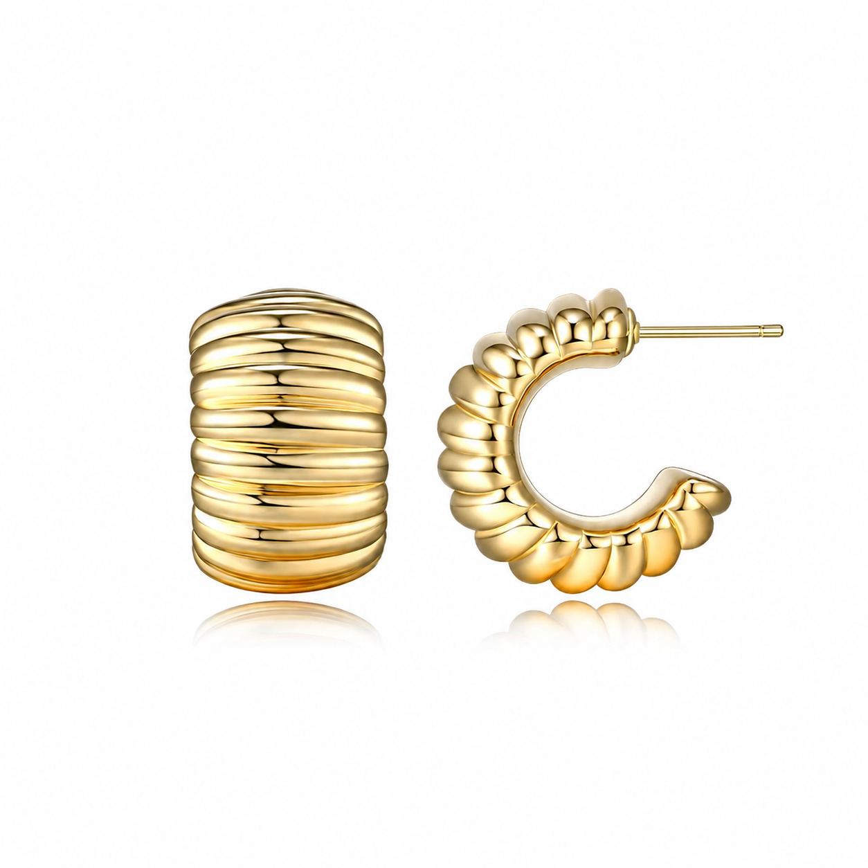 Lightweight Sculptural Stud Earrings – 18K Gold Plated Sterling Silver