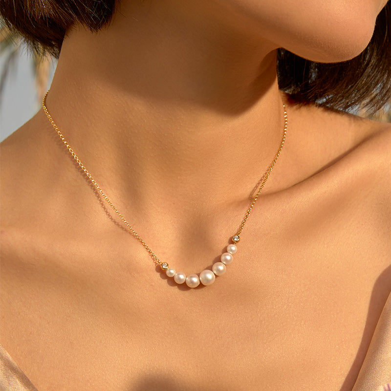 Freshwater Pearl Necklace - 18K Gold Plated Sterling Silver Necklace