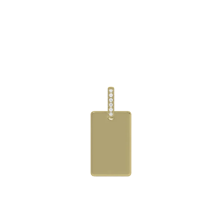 Pendentif rectangulaire plaqué rhodium, gravable, SP003