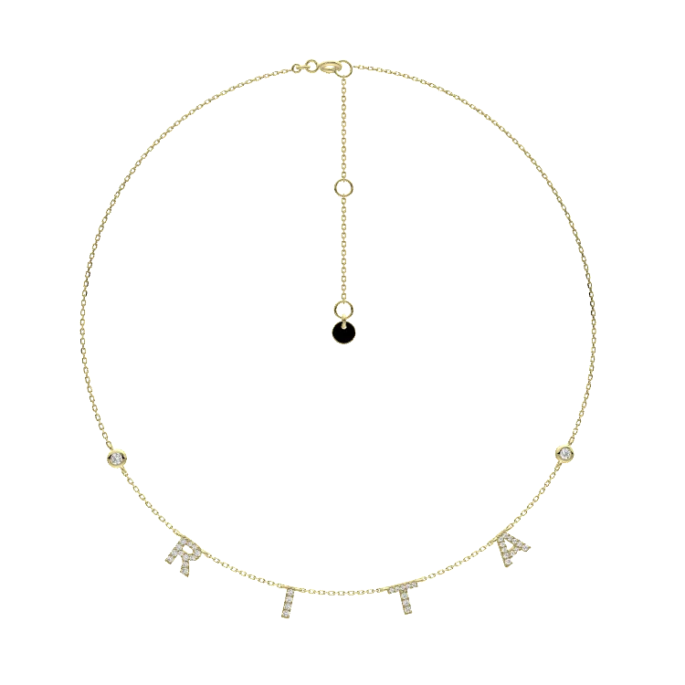 Personalized Name Necklace | Custom Letter Necklace with Diamond Accent SS25N004BR