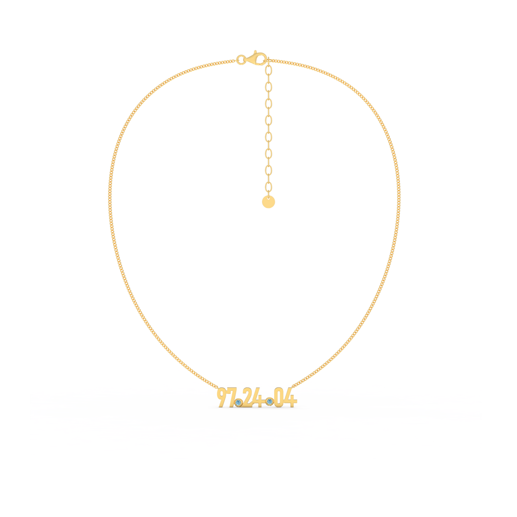 Personalized Birthstone Number Necklace – Custom Date, Initial and Family Coordinates Necklace