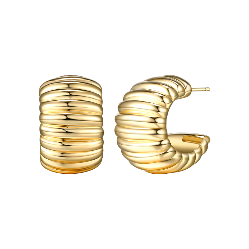 Lightweight Sculptural Stud Earrings – 18K Gold Plated Sterling Silver