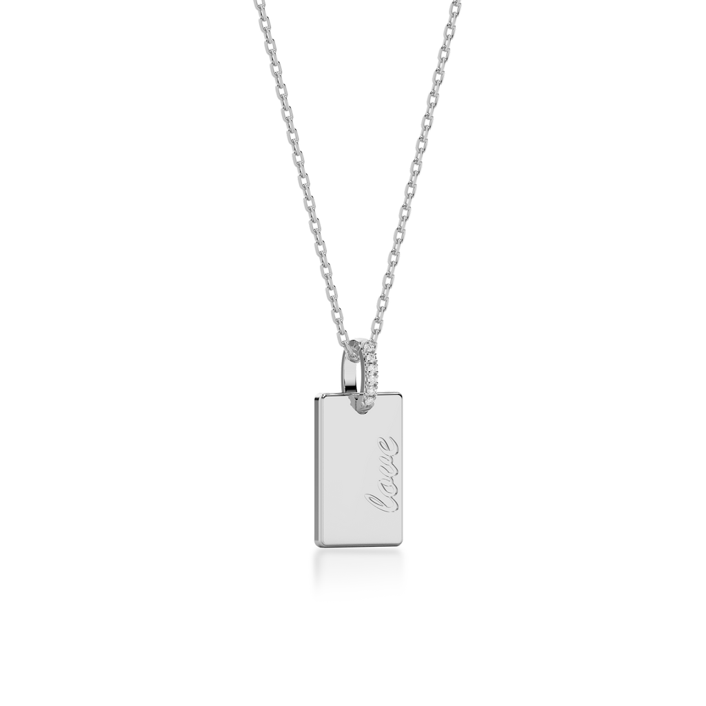 Pendentif rectangulaire plaqué rhodium, gravable, SP003