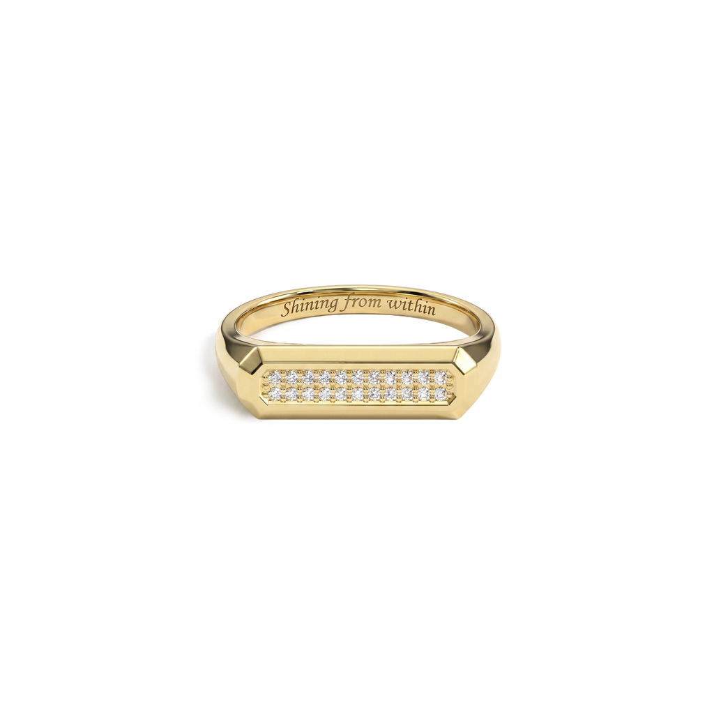 Personalized Pave Signet Ring – Engraved Love Ring 18K Gold Plated SR011