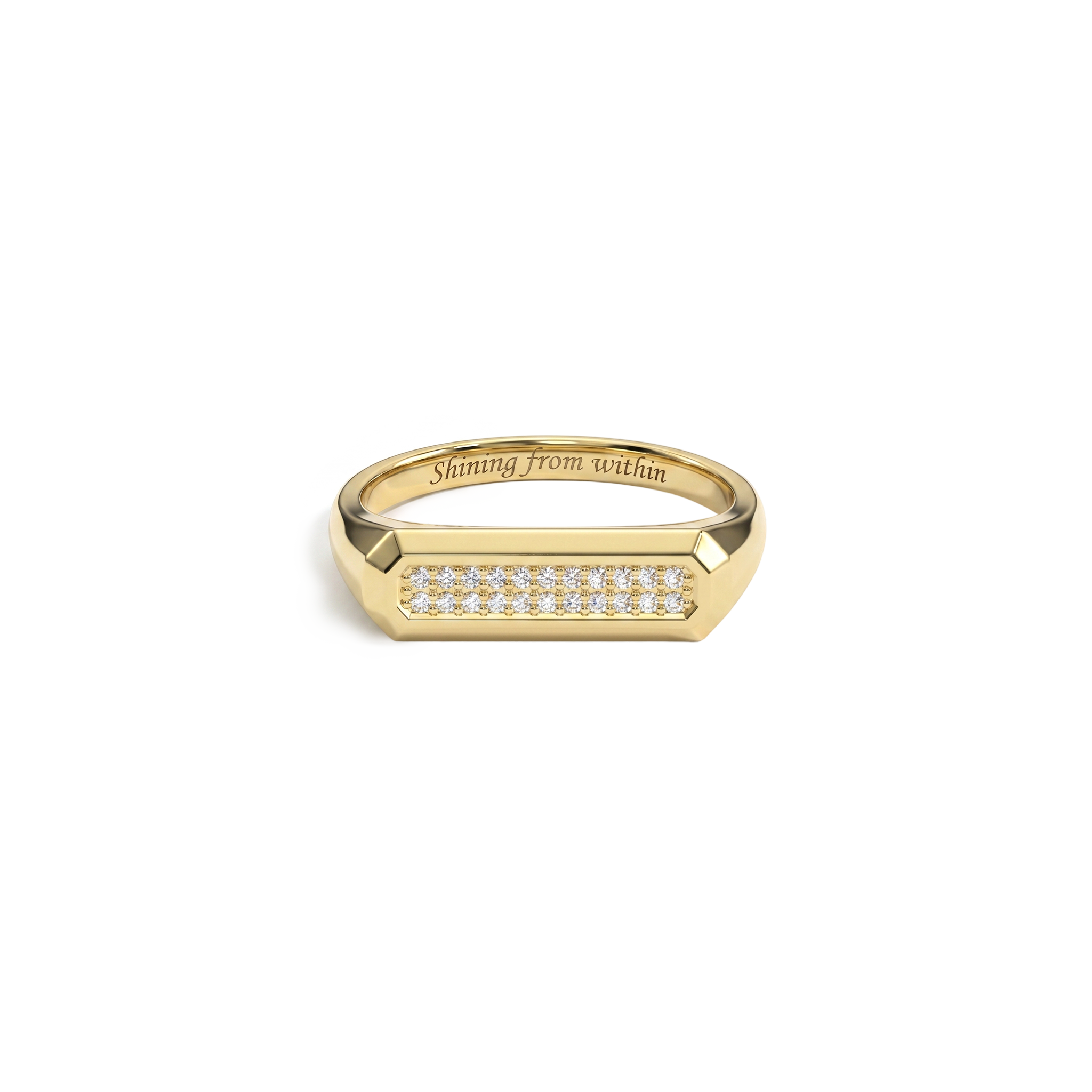Personalized Pave Signet Ring – Engraved Love Ring 18K Gold Plated SR011