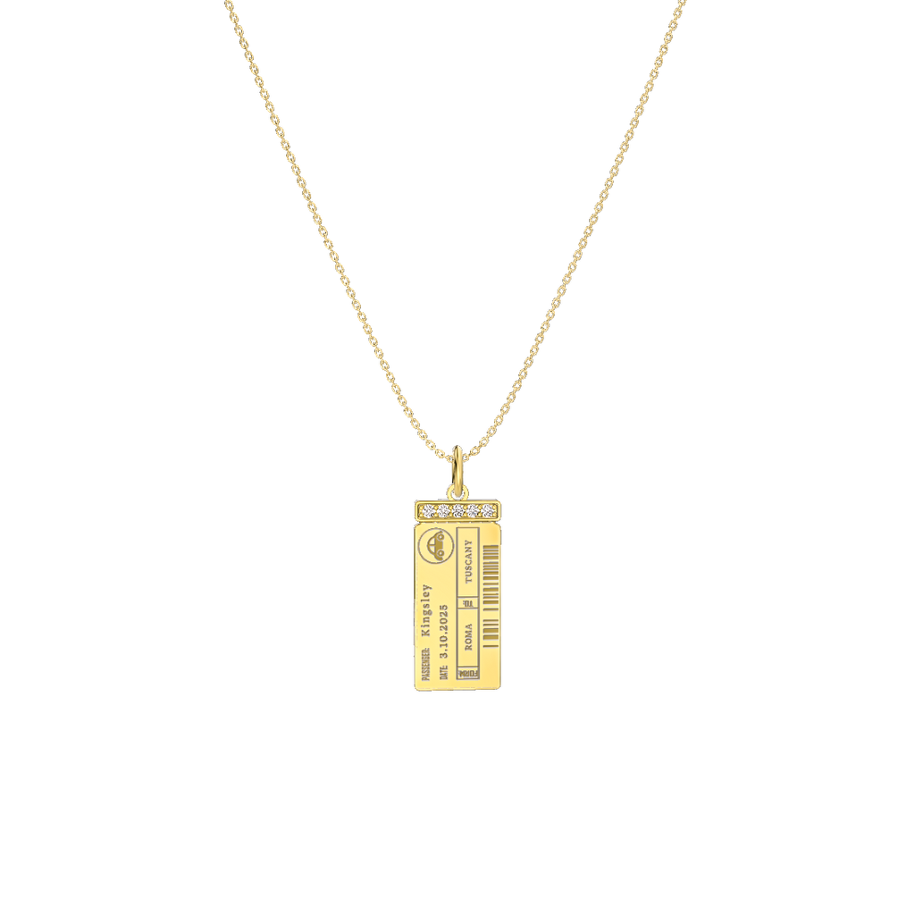 Custom Boarding Pass Necklace – Personalized Travel Ticket Pendant with Photo and Engraving