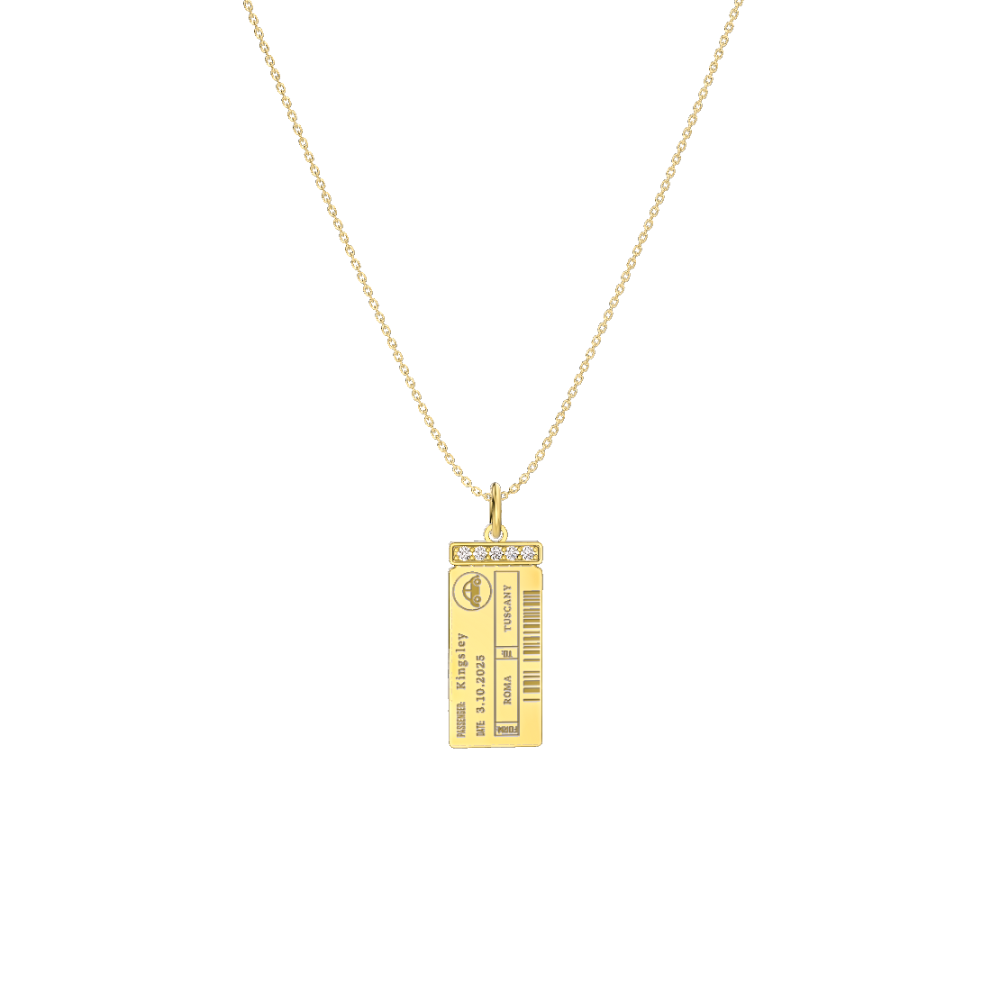 Custom Boarding Pass Necklace – Personalized Travel Ticket Pendant with Photo and Engraving